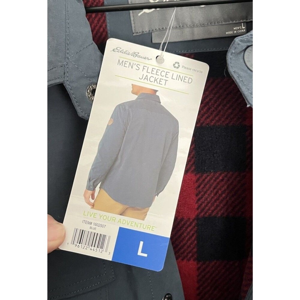 New! Eddie Bauer Men’s L Fleece Lined Shirt Jacket Shacket - Picture 6 of 12